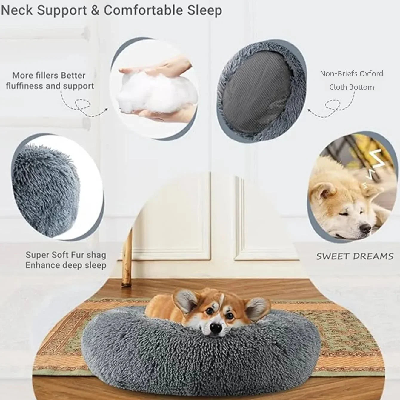 Cozy Plush Sleeping Bed for Cats & Dogs