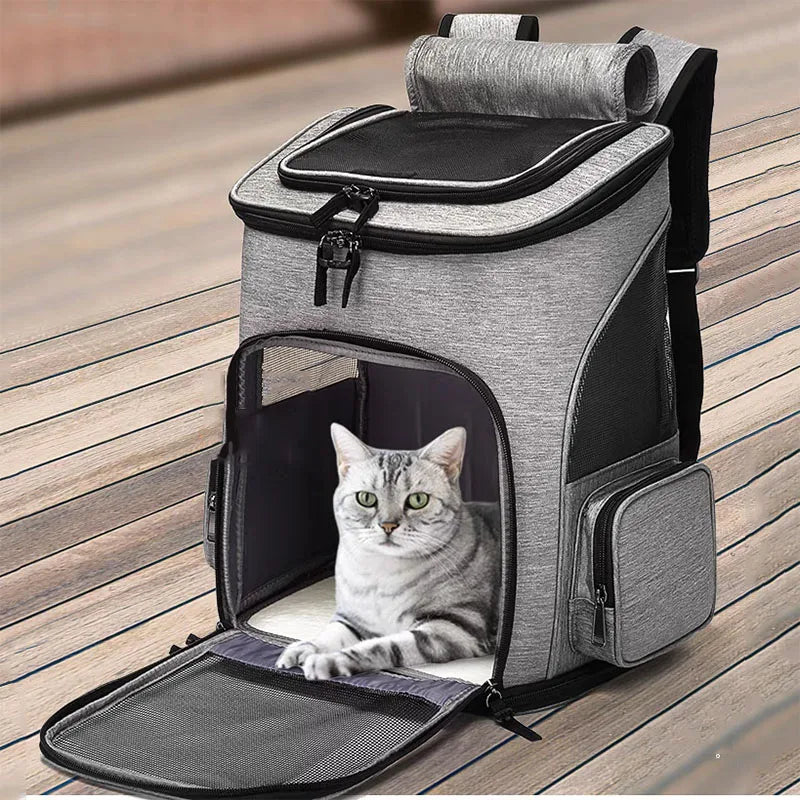 Breathable Foldable Pet Carrier Backpack – Expandable Travel Bag for Cats & Dogs